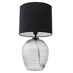 Настольная лампа с черным цилиндрическим тканевым абажуром и фактурным прозрачным основанием Black Cone варинант исполнения - 2 | Loft Concept в Самаре