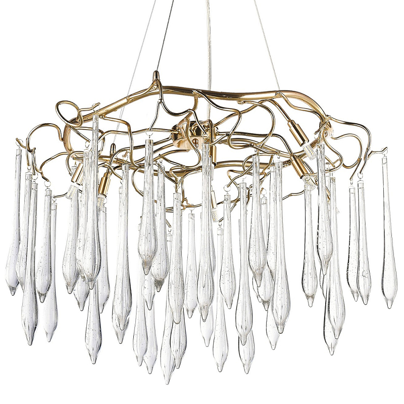 Люстра с хрустальными подвесками в виде капель Droplet Crystal Gold Chandelier 8 Золотой Прозрачный Люстра с хрустальными подвесками в виде капель Droplet Crystal Gold Chandelier 8 Золотой Прозрачный в Самаре | Loft Concept
