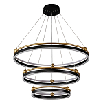 Люстра подвесная с тремя кольцами черного и золотого цвета Ring Horizontal варинант исполнения - 1 | Loft Concept в Самаре