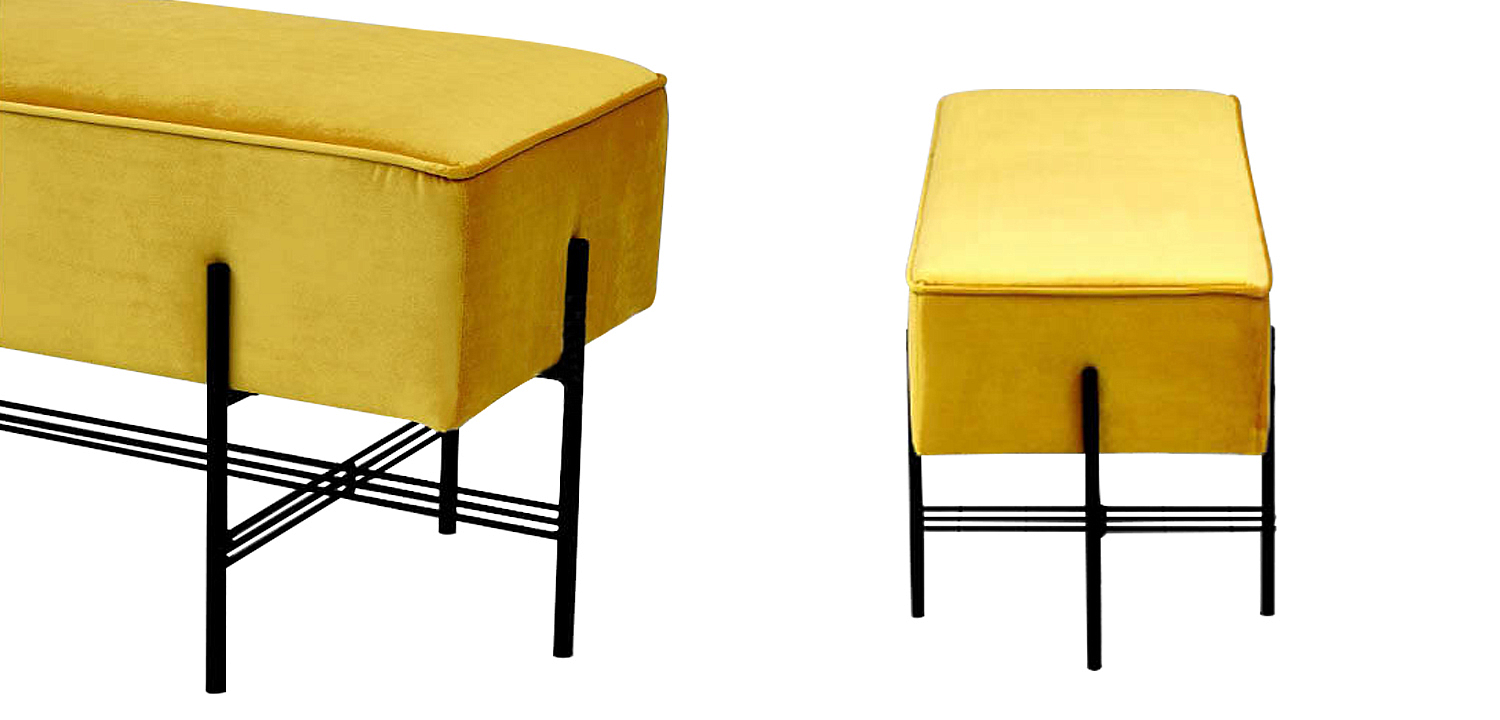 Банкетка желтая велюровая Sanjay Velour Banquet Yellow Банкетка желтая велюровая Sanjay Velour Banquet Yellow - Loft-Concept в Самаре