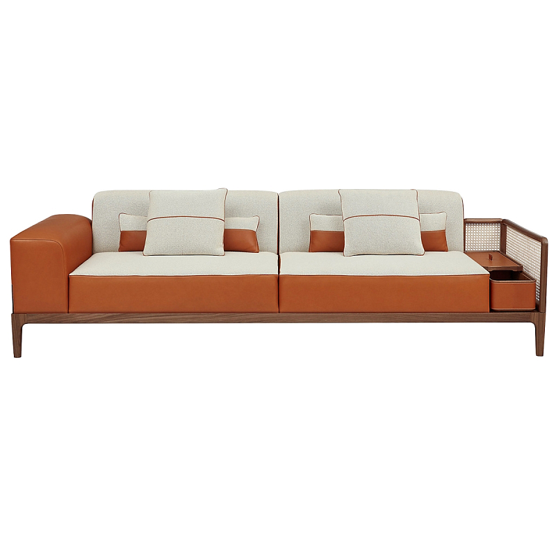 Диван Rattan Armrest Sofa Terracotta Терракотовый Бежевый Коричневый Диван Rattan Armrest Sofa Terracotta Терракотовый Бежевый Коричневый в Самаре | Loft Concept