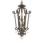 Люстра бронзового цвета с 6-ю лампами и стеклянными подвесками в классическом стиле Quoizel варинант исполнения - 1 | Loft Concept в Самаре