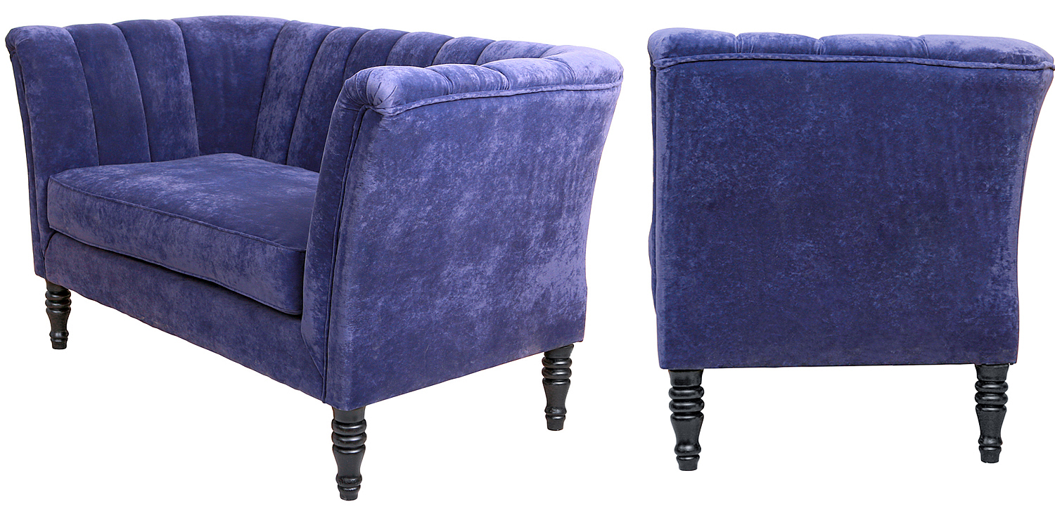 Диван Joffroi Sofa velour blue Диван Joffroi Sofa velour blue - Loft-Concept в Самаре