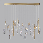 Люстра с золотистыми трубками и прозрачными стеклянными листьями на подвесах Sylva  варинант исполнения - 4 | Loft Concept в Самаре