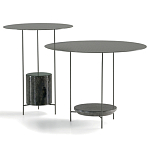 Дизайнерский круглый кофейный стол из металла с мраморным декором PANNA COTTA Coffee Table варинант исполнения - 7 | Loft Concept в Самаре