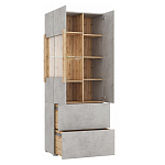 Шкаф-витрина двухдверная с фасадом цвета серый бетон Grace of Furniture варинант исполнения - 3 | Loft Concept в Самаре