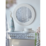 Зеркало круглое инкрустированное раковинами устриц Bone Inlay Dome Mirror White варинант исполнения - 2 | Loft Concept в Самаре