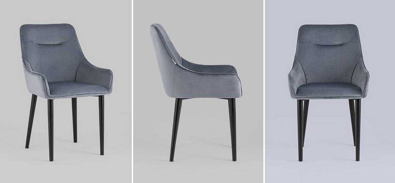 Стул Joan Chair Серый-Голубой Велюр Стул Joan Chair Серый-Голубой Велюр - Loft-Concept в Самаре