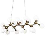 Линейная люстра с плафонами из стеклянных шаров Pearls Suspension Linear Brass Chandelier варинант исполнения - 3 | Loft Concept в Самаре