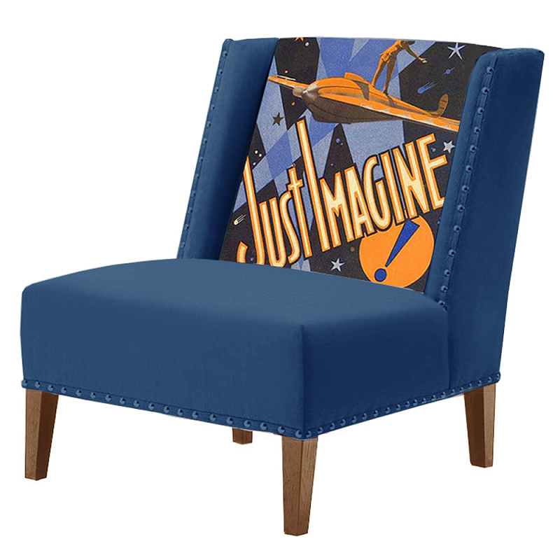 FUN Armchair Just Imagine Dark blue Дизайнерское кресло с цветным принтом Сапфирово-синий в Самаре | Loft Concept 