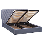 Кровать двуспальная серая с основанием из массива дерева с мягким изголовьем Velour Beds варинант исполнения - 2 | Loft Concept в Самаре