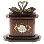 Часы настольные из натурального камня с декором в виде двух лебедей Swans Stone Clock варинант исполнения - 5 | Loft Concept в Самаре