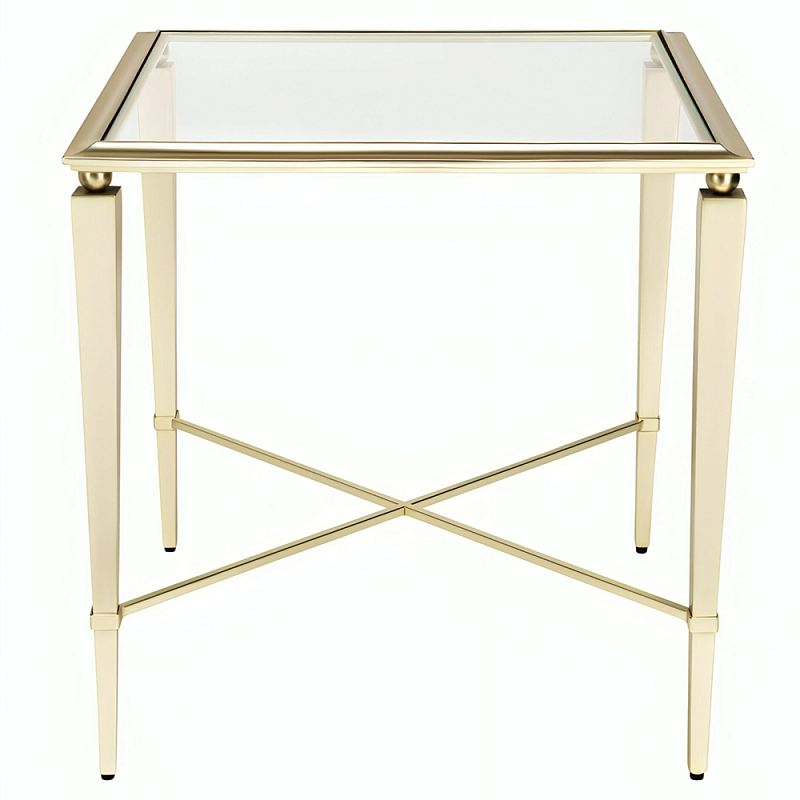 Приставной стол с квадратной стеклянной поверхностью Square Side Table Шампань Золотой Приставной стол с квадратной стеклянной поверхностью Square Side Table Шампань Золотой в Самаре | Loft Concept