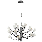 Люстра подвесная черного цвета с ветвями и белыми фарфоровыми цветами Floralis варинант исполнения - 7 | Loft Concept в Самаре