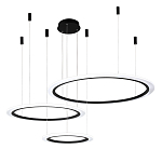 Люстра подвесная светодиодная с тремя черными кольцами и пультом управления Ring Horizontal варинант исполнения - 2 | Loft Concept в Самаре
