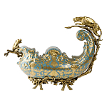 Чаша голубого цвета с оранментом и и бронзовыми фигурами леопардов Eden Garden варинант исполнения - 3 | Loft Concept в Самаре