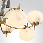 Люстра подвесная с 8-ю шарообразными плафонами из белого стекла с подвесками из камня и кисточками Agatelle варинант исполнения - 6 | Loft Concept в Самаре