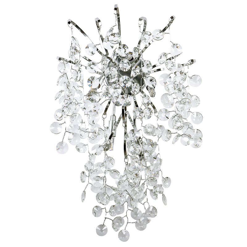 Бра с хрустальными подвесками на металлических ветках Fairytree Light Silver Wall Lamp Прозрачное Стекло Серебряный в Самаре | Loft Concept 