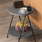 Стол приставной с 2-мя круглыми столешницами цвета антрацит ESSEL SIDE TABLE ANTHRACITE варинант исполнения - 7 | Loft Concept в Самаре
