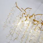 Люстра подвесная с золотистыми ветками и стеклянными подвесками в виде листьев Длина 80 см FAIRYTREE Light варинант исполнения - 4 | Loft Concept в Самаре