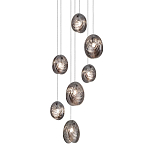 Люстра каскадная с 7-ю круглыми плафонами из рельефного стекла Disc Light варинант исполнения - 1 | Loft Concept в Самаре