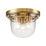 Потолочный светильник для ванных комнат с круглым стеклянным плафоном и тремя лампами Quoizel варинант исполнения - 1 | Loft Concept в Самаре