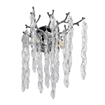 Бра цвета хром с ветвями и прозрачными стеклянными подвесками в виде вытянутых спиральных капель Droplet Chandelier варинант исполнения - 1 | Loft Concept в Самаре