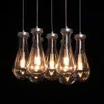 Люстра с 7-ю прозрачными плафонами из стекла в форме капли на круглом потолочном основании цвета хром Lucid Rain  варинант исполнения - 5 | Loft Concept в Самаре