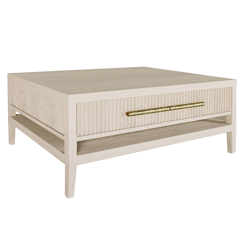 Кофейный стол Primo с двумя ящиками Светлый дуб Древесина Золотой в Самаре | Loft Concept 