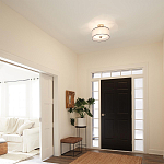 Потолочный светильник с двойным цилиндрическим плафоном из белого стекла и прозрачной органзы Kichler варинант исполнения - 11 | Loft Concept в Самаре