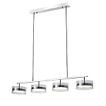 Люстра светодиодная с 4-мя круглыми прозрачными плафонами цилиндрической формы из акрила и стекла с пультом для регулировки света Glass Lamp Chromium варинант исполнения - 1 | Loft Concept в Самаре