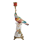 Подсвечник с попугаем из фарфора с бронзовыми элементами Eden Garden варинант исполнения - 1 | Loft Concept в Самаре