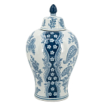 Ваза с крышкой и голубым цветочным рисунком 37 см Blue & White Ornament варинант исполнения - 2 | Loft Concept в Самаре