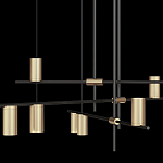 Люстра с 9-ю цилиндрическими плафонами цвета латунь TRIBES CHANDELIER варинант исполнения - 3 | Loft Concept в Самаре