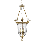 Подвесной светильник латунный с рифленым прозрачным плафоном и тремя свечеподобными лампами в классическом стиле Hinkley варинант исполнения - 1 | Loft Concept в Самаре