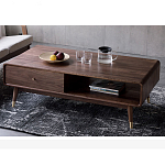 Кофейный стол из дерева с ящиком и нишей для хранения Coffee Walnut Table варинант исполнения - 3 | Loft Concept в Самаре