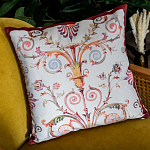 Декоративная подушка бежевая с растительным орнаментом Raffael Floral Beige Red Cushion варинант исполнения - 3 | Loft Concept в Самаре