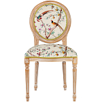 Стул из массива бука бежевый с изображением птиц и цветов Beige Green Chinoiserie Peach Garden Chair варинант исполнения - 1 | Loft Concept в Самаре