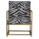 Кресло с металлическим золотистым каркасом и мягкой обивкой с чёрно-белым принтом зебры Wild animals варинант исполнения - 1 | Loft Concept в Самаре