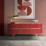 Дизайнерский комод овальный с розовой бархатной обивкой Edith варинант исполнения - 2 | Loft Concept в Самаре