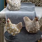 Статуэтка курица с белым цветочным узором и металлическими ножками Rustic Chicken варинант исполнения - 4 | Loft Concept в Самаре