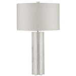 Настольная лампа мраморная с тканевым цилиндрическим абажуром Sharpened варинант исполнения - 4 | Loft Concept в Самаре