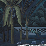 Обои ручная роспись Phuljhari Original colourway on Empire Blue dyed silk варинант исполнения - 3 | Loft Concept в Самаре