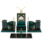 Настольный письменный набор из змеевика тёмно-зелёного цвета с декором в виде орла Successful Leader варинант исполнения - 1 | Loft Concept в Самаре