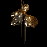 Люстра подвесная со стеклянными плафонами из дымчатого и золотистого с тремя вертикальными подвесками Gilded Mirage  варинант исполнения - 7 | Loft Concept в Самаре