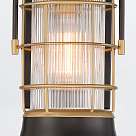 Настенный фонарь цилиндрической формы с рифленым стеклом в золотом каркасе на черном прямоугольном основании Eurofase варинант исполнения - 15 | Loft Concept в Самаре