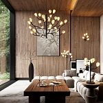 Люстра подвесная черного цвета с ветвями и белыми фарфоровыми цветами Floralis варинант исполнения - 3 | Loft Concept в Самаре