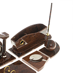 Настольный письменный набор с часами из природного камня обсидиана Competent Leader варинант исполнения - 5 | Loft Concept в Самаре