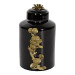 Банка с крышкой из фарфора с бронзовым цветочным элементом Eden Garden варинант исполнения - 1 | Loft Concept в Самаре