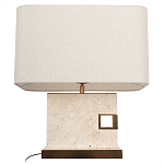 Настольная лампа с прямоугольным основанием из натурального камня c тканевым абажуром Lapis Tiburtinus варинант исполнения - 3 | Loft Concept в Самаре